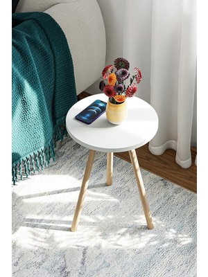 Shop A Way Intergo Yuvarlak Yan Sehpa Ahşap Ayaklı Tekli