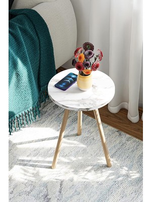 Shop A Way Intergo Yuvarlak Yan Sehpa Ahşap Ayaklı Tekli