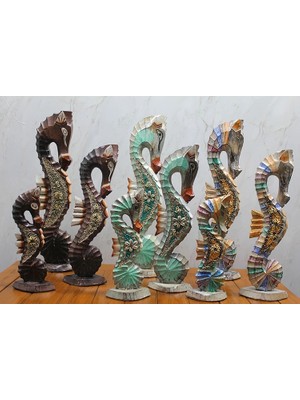 Dekofon Ahşap 3'lü Denizatı Kumlu