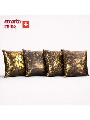 Smarto Relax Dolgulu Kırlent 4'lü Antibakteriyel Desenli Dekoratif  47X47 cm