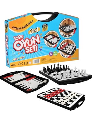 Dekofon Toru 3 In 1 Çantalı Oyun Seti Satranç-Dama-Tavla