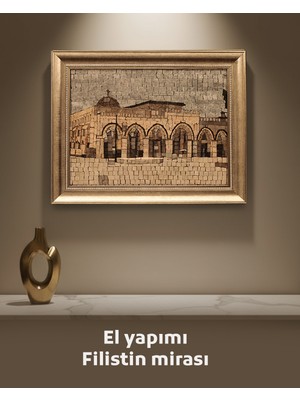 Zaytoon El-Kibli Camii'nin Sanatsal Taş Mozaik Paneli, Orta Boy, Gümüş 39*49 Cm P00028