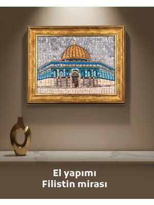 Kubbet-Üs Sahra Mozaik Sanat Paneli Orta Altın Çerçeve P00037