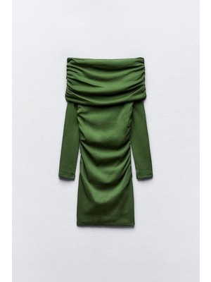 Serac Collection Kadın Madonna Mendil Yaka Fırsat Ürün Büzgülü Mini Elbise