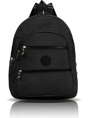 Av A Dos Krinkıl Suya Dayanıklı Kumaş Unisex Siyah Sırt Çantası Günlük Orta Boya Çok Bölmeli