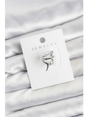 Dekofon Gümüş Renk Pirinç Diken Model Kıkırdak Earcuff Küpe