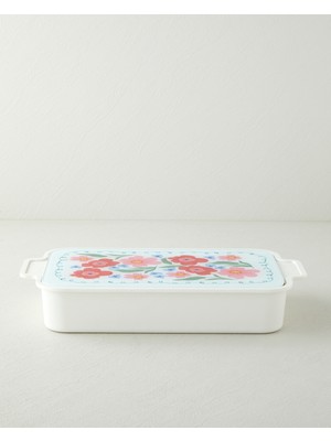 English Home Bright Floral Melamin 6'lı Cam Kapaklı Kahvaltılık 39X21 cm Renkli