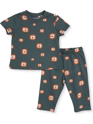 Hellobaby Hellobaby Erkek Bebek Kısa Kol Pijama Takımı Hayvan Baskılı Bisiklet Yaka Uzun Paça Kısa Kol