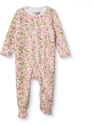 Hellobaby Hellobaby Kız Bebek Patikli Tulum Çiçek Baskılı Fermuarlı Bisiklet Yaka Uzun Paça Uzun Kol