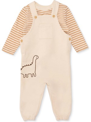 Hellobaby Hellobaby Erkek Bebek Salopet-Tshirt Çizgili Düğmeli Bisiklet Yaka Uzun Paça Uzun Kol