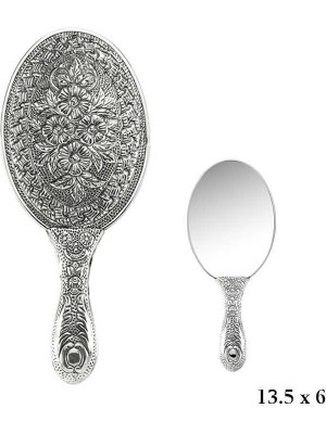 SanalAMCA Store 925 Ayar Gümüş Papatya Motifli El Aynası KR2550031 (972)