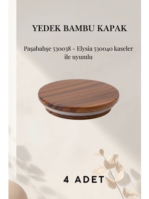 Zuri Design 4'lü Ahşap Vakumlu Yedek Kapak - Elysa ve Timeless Kahvaltılık & Saklama Kapları için Uyumlu