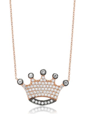 SanalAMCA Store 925 Ayar Gümüş Kraliçe Tacı Kadın Gümüş Kolye PT2590001 (972)