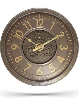 Hype Store Premium Serisi Antik Eskitme Kadranlı Döner Çarklı 60 Santimetre Ev ve Ofis Duvar Saati, Latin Rakam