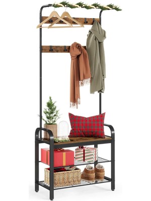 Hype Store Vasagle Gardırop, Ayakkabı Tezgahı, 4'ü 1 Arada Tasarım, 9 Çıkarılabilir Kanca, 33.7 x 72 x 183 Cm,