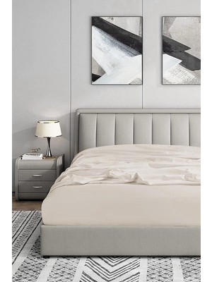 Hype Store Soley | Jersey |%100 Doğal Pamuklu Tek/çift Kişilik Lastikli Çarşaf Ekru