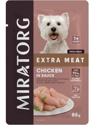 Hype Store Miratorg Adult Mini Gravy Tavuk Etli Küçük Irk Köpek Yaş Maması 85 gr x 24 Adet