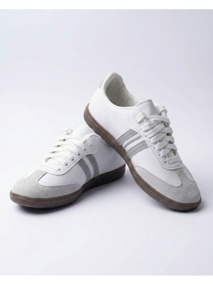 Slipcat Spor Ayakkabı Casual Sneakers Beyaz - Gümüş Renk Düz Tabanlı Kadın Kullanım İçin Rahat