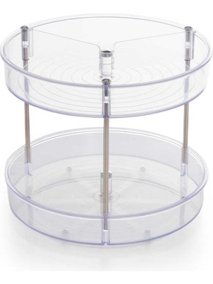 Hype Store M-E64-16 Elpida Iki Katlı Döner Raf, 20 x 23 Cm, Şeffaf