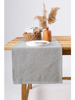 Hype Store W Wellstil Doku | Keten Piti Kareli Runner - 40 x 150 cm (Siyah)