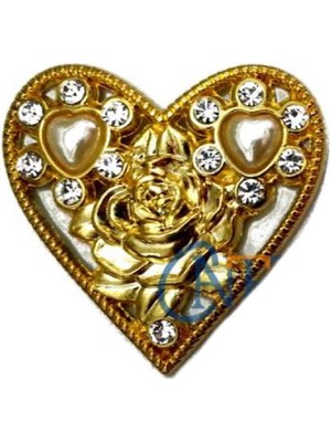 MiraLive Taşlı Kalp Broş, Kutu, Sandık Süsü - Sarı, 1 Adet