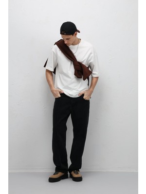 Vamos Dikiş Detaylı Relaxed Fit Jean Siyah