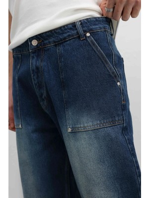 Vamos Cep Detaylı Baggy Fit Jean Açık Mavi