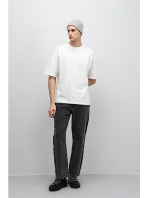 Vamos Yan Dikiş Detaylı Baggy Jean Gri