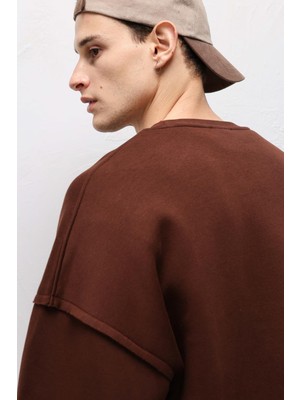 Vamos Boxy Fit Basic Sweatshirt Kahve
