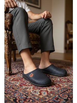 Gezer Kışlık Gondol Erkek Terlik Düz Tabanlı Konforlu Kullanım Alanı ile Şık Tasarım