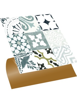 Tink Kendinden Yapışkanlı Karma Yeşil Londra Desenli Pvc Karo 30X30 cm (33 Adet) 3 M2