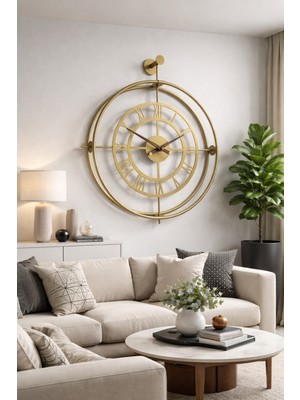 Romera Classic Exclusive (Gold) , Modern Dekoratif Metal Duvar Saati