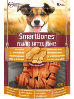 Hype Store Smartbones Peanutbutter Mini Küçük Boy Yer Fıstıklı Kemik 8'li, 128 gr Köpek Ödülü
