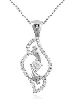 Tuncel Store 925 Ayar Gümüş Beyaz Taşlı Kadın Gümüş Kolye PND47138268 (945)