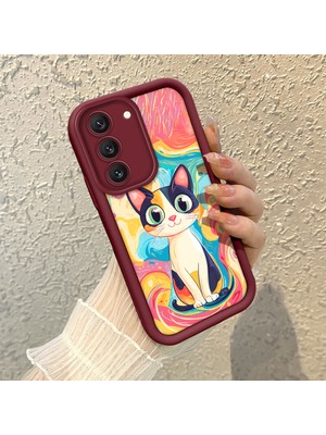 HONTINGA Samsung Galaxy S22 ile Uyumlu Kılıfı Düşüme Önleyici Basitlik Anti Düşme Kamera Korumali Yağlı Boya Bordo Desen Yumuşak Silikon Telefon Kılıfı Kadın ve Erkek Için Uygundur K2-7119
