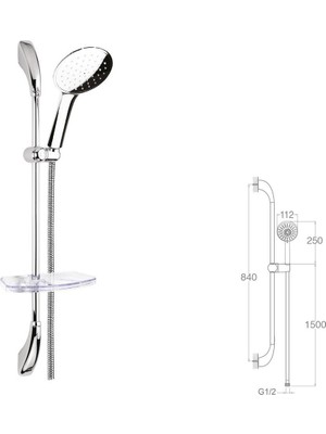 Sürgülü Duş Seti + Ø22MM Parlak Polish + Elduşu