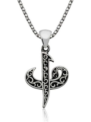 Tuncel Store 925 Ayar Gümüş Elif Vav Erkek Gümüş Kolye PT2610918 (945)