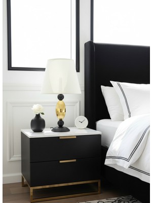 Decodelight Siyah Gold Dekoratif Metal Ayaklı Hasır Siyah ve Krem, Hasır Açık Kahve Kumaş Şapkalı Abajur