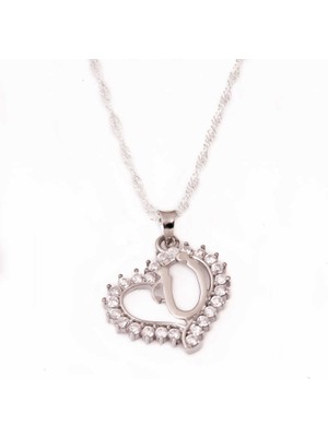 Tuncel Store 925 Ayar Gümüş Ü Harf Kalpli Kadın Gümüş Kolye PND47157036 (945)