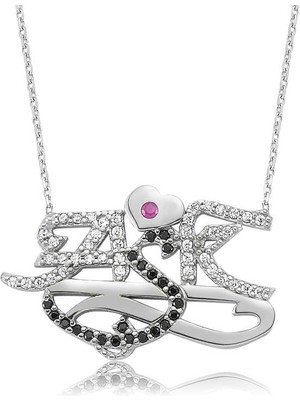 Tuncel Store 925 Ayar Gümüş Aşk Kadın Gümüş Kolye PT0461139 (945)
