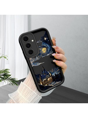 HONTINGA Samsung Galaxy S24 Fe ile Uyumlu Kılıfı Düşüme Önleyici Basitlik Anti Düşme Kamera Korumali Çizgi Roman Siyah Desen Yumuşak Silikon Telefon Kılıfı Kadın ve Erkek Için Uygundur K2-0241