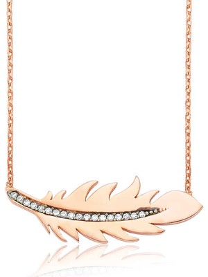 Tuncel Store 925 Ayar Gümüş Kuş Tüyü Kolye PT2610121 (945)