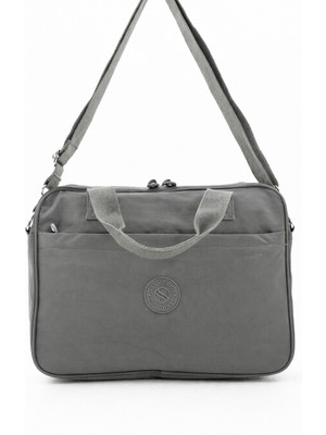 Sanmorris Unisex Klinkır Suya Dayanıklı Laptop Bölmeli Çapraz Askılı Koyu Gri Renkli Evrak ve Laptop Çantası