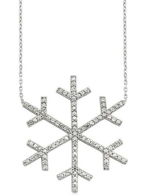 Tuncel Store 925 Ayar Gümüş Kar Tanesi Kadın Gümüş Kolye PT1340003 (945)