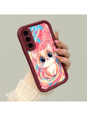 HONTINGA Samsung Galaxy A56 ile Uyumlu Kılıfı Düşüme Önleyici Basitlik Anti Düşme Kamera Korumali Yağlı Boya Bordo Desen Yumuşak Silikon Telefon Kılıfı Kadın ve Erkek Için Uygundur K2-7119