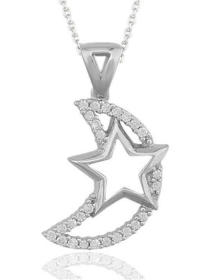Tuncel Store 925 Ayar Gümüş Ay Yıldız Kadın Gümüş Kolye PND47138276 (945)