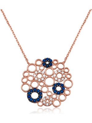 Tuncel Store 925 Ayar Gümüş Mozaik Yuvarlak Kadın Gümüş Kolye PT2610916 (945)