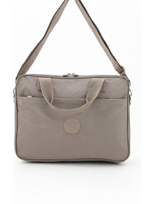 Sanmorris Unisex Klinkır Vizon Renkli Suya Dayanıklı Laptop Bölmeli Çapraz-El Askılı Evrak ve Laptop Çantası