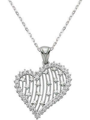 Tuncel Store 925 Ayar Gümüş Kalpli Kadın Gümüş Kolye PND47138026 (945)