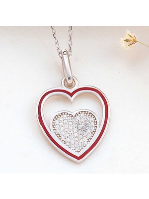 Tuncel Store 925 Ayar Gümüş Kalp Kadın Kolye T8187 (945)